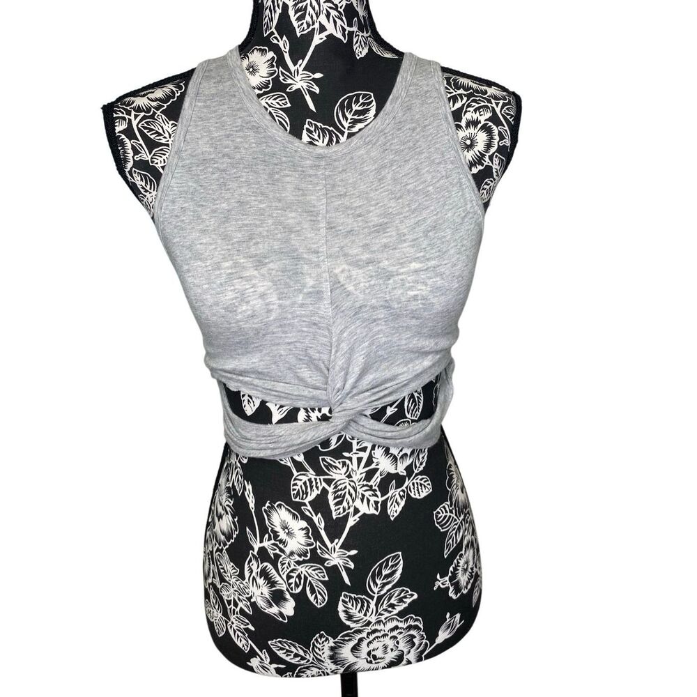 Forever 21 Twist Front Cutout Crop Tank Top Gray Sleeveless Casual Y2K Summer